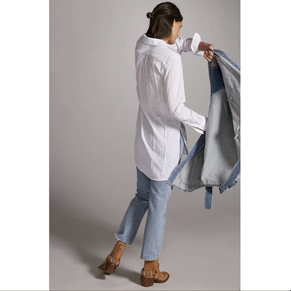 NEW Anthropologie Textured Button Down Tunic in White, Size M - Picture 4 of 15